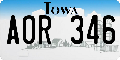 IA license plate AOR346