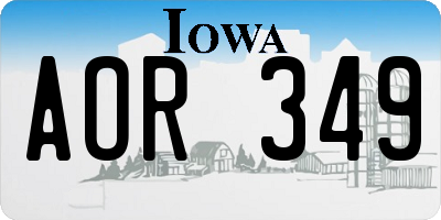 IA license plate AOR349