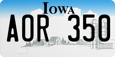 IA license plate AOR350