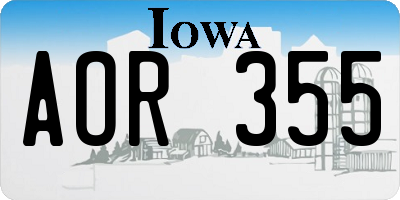 IA license plate AOR355