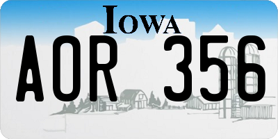 IA license plate AOR356