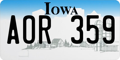 IA license plate AOR359