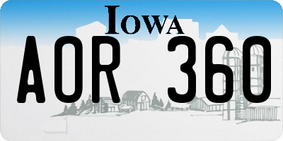 IA license plate AOR360