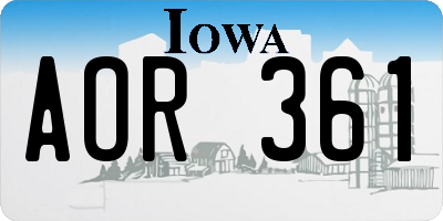 IA license plate AOR361