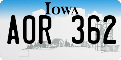 IA license plate AOR362