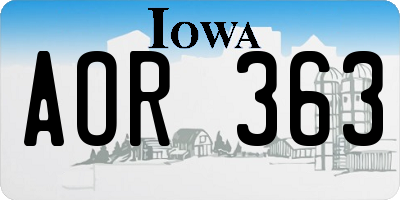 IA license plate AOR363