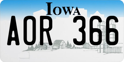 IA license plate AOR366