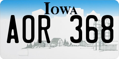 IA license plate AOR368