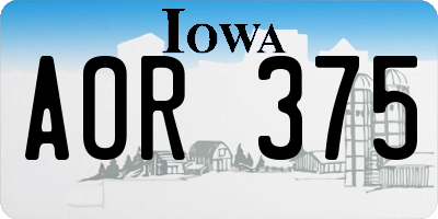 IA license plate AOR375