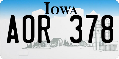 IA license plate AOR378