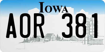 IA license plate AOR381