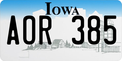 IA license plate AOR385