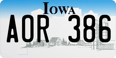 IA license plate AOR386