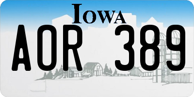 IA license plate AOR389