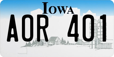 IA license plate AOR401