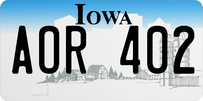 IA license plate AOR402