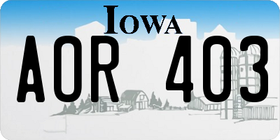 IA license plate AOR403