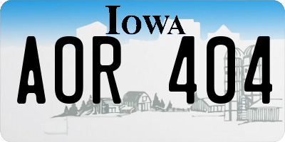 IA license plate AOR404