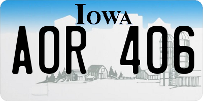 IA license plate AOR406