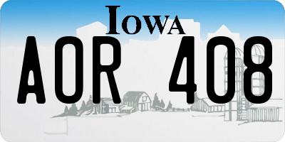 IA license plate AOR408