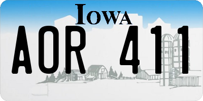 IA license plate AOR411