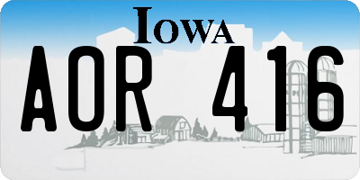 IA license plate AOR416