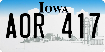 IA license plate AOR417