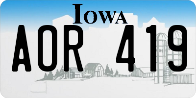 IA license plate AOR419