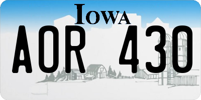 IA license plate AOR430