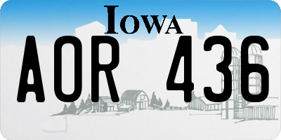 IA license plate AOR436