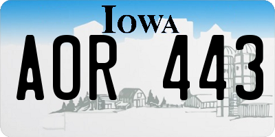 IA license plate AOR443