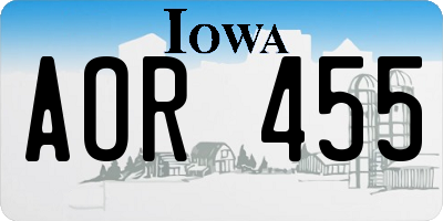 IA license plate AOR455