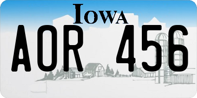 IA license plate AOR456