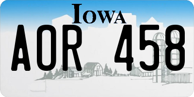 IA license plate AOR458