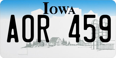 IA license plate AOR459