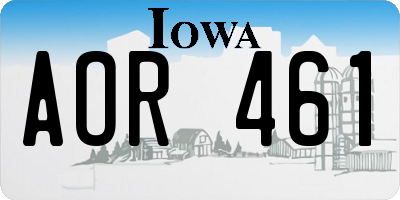 IA license plate AOR461