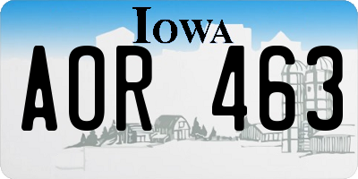 IA license plate AOR463