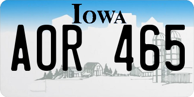 IA license plate AOR465