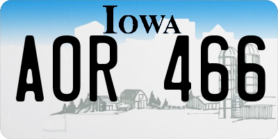 IA license plate AOR466