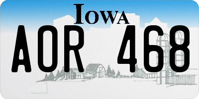 IA license plate AOR468
