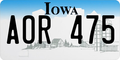 IA license plate AOR475
