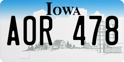 IA license plate AOR478