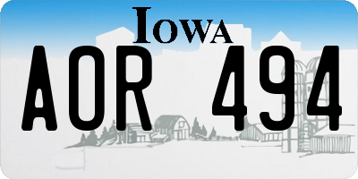 IA license plate AOR494