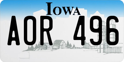 IA license plate AOR496