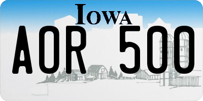 IA license plate AOR500