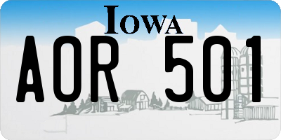 IA license plate AOR501