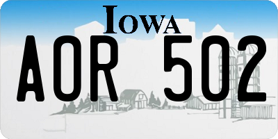 IA license plate AOR502
