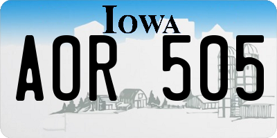 IA license plate AOR505
