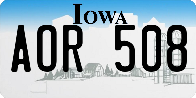 IA license plate AOR508