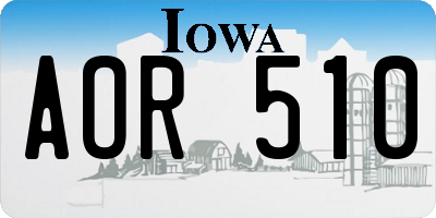 IA license plate AOR510